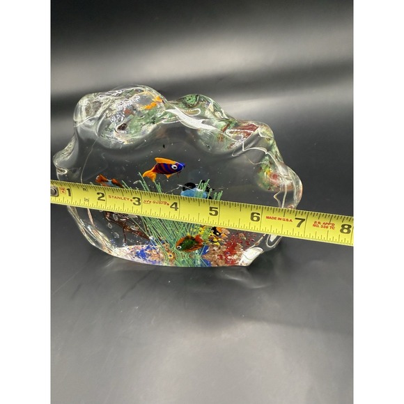 Murano Style Large Vibrant 6 Fish Tank Aquarium Glass Sculpture Paperweight - Picture 6 of 7